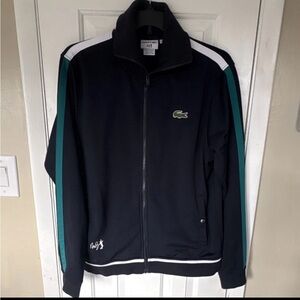 Lacoste Black Track Jacket with Green & White Accents